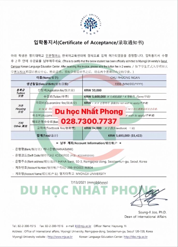 Chu Phuong Ngan - Du hoc han quoc