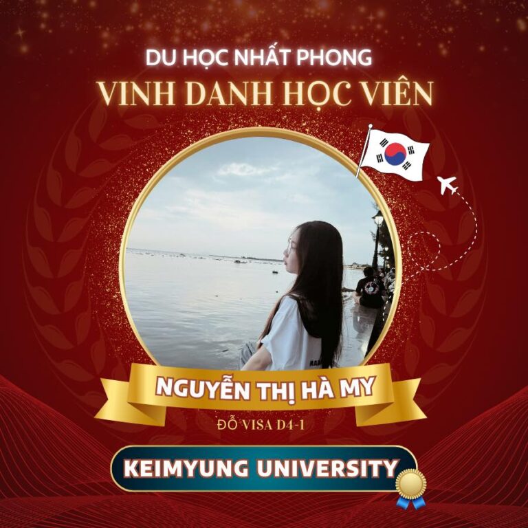 VINH DANH: NGUYỄN THỊ HÀ MY – ĐẠI HỌC KEIMYUNG TOP 1%