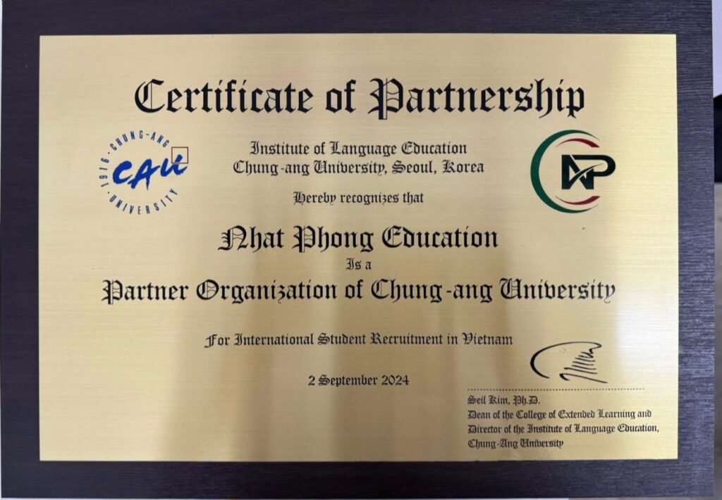 Đại Học ChungAng (CAU): Trường Top 1 Về Truyền Thông & Nghệ Thuật Tại Seoul 4 Nhất Phong nhận bảng vàng liên kết trực tiếp với đại học ChungAng